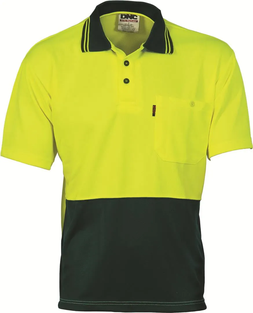 DNC Hi Vis Two Tone Cool Breathe Polo Shirt Short Sleeve (3811)-3 Pack