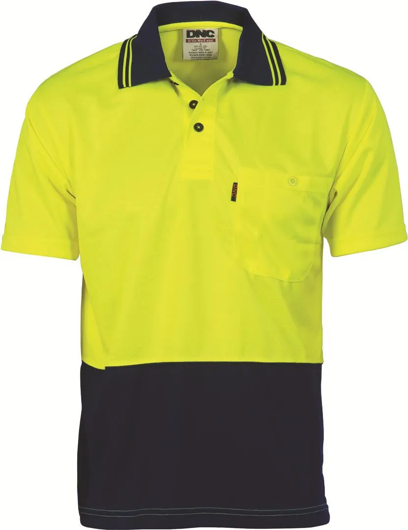 DNC Hi Vis Two Tone Cool Breathe Polo Shirt Short Sleeve (3811)-3 Pack