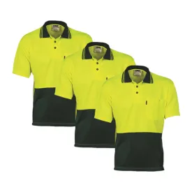 DNC Hi Vis Two Tone Cool Breathe Polo Shirt Short Sleeve (3811)-3 Pack