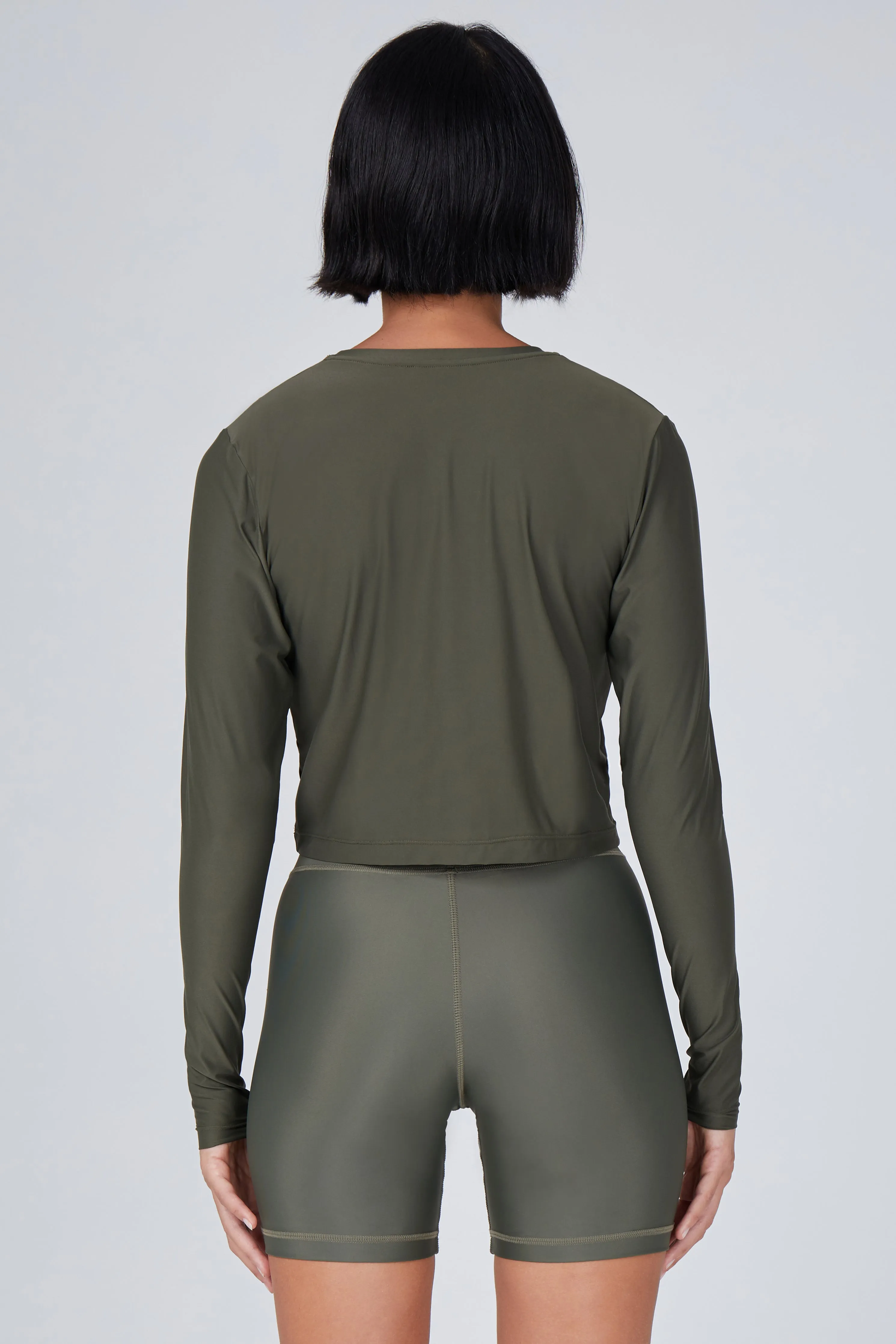 Elin Ultra Lightweight Long Sleeve Crop | Recycled Nylon | Olive