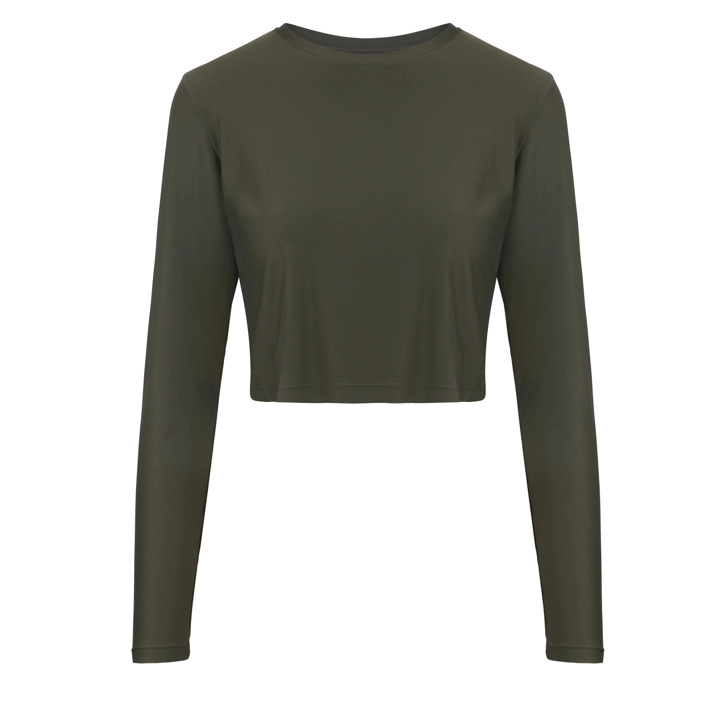 Elin Ultra Lightweight Long Sleeve Crop | Recycled Nylon | Olive