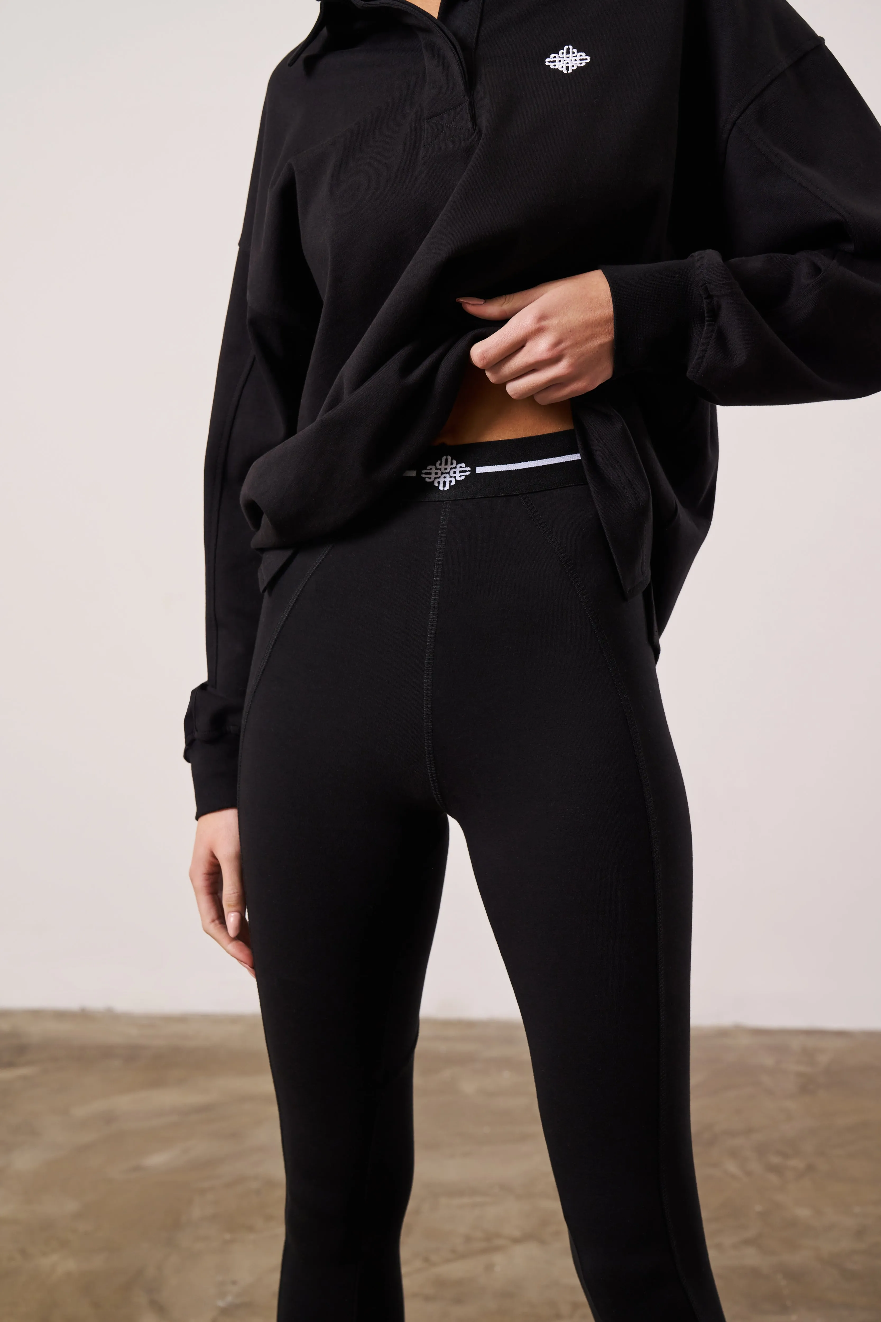 EMBLEM JERSEY LEGGINGS - BLACK