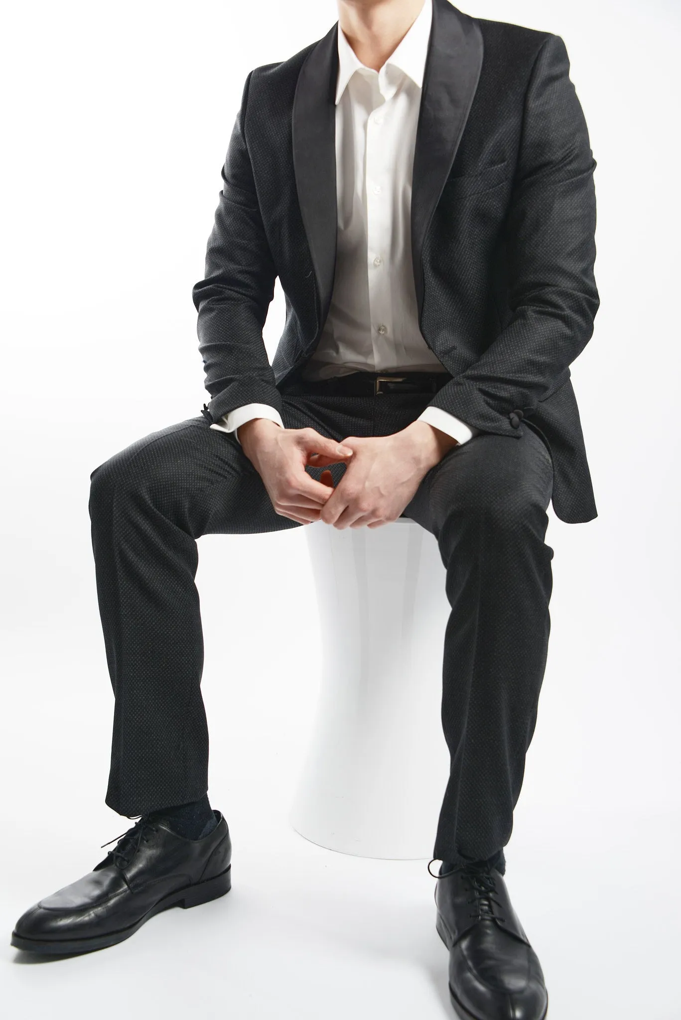 Euro Mini Grid Tuxedo Blazer