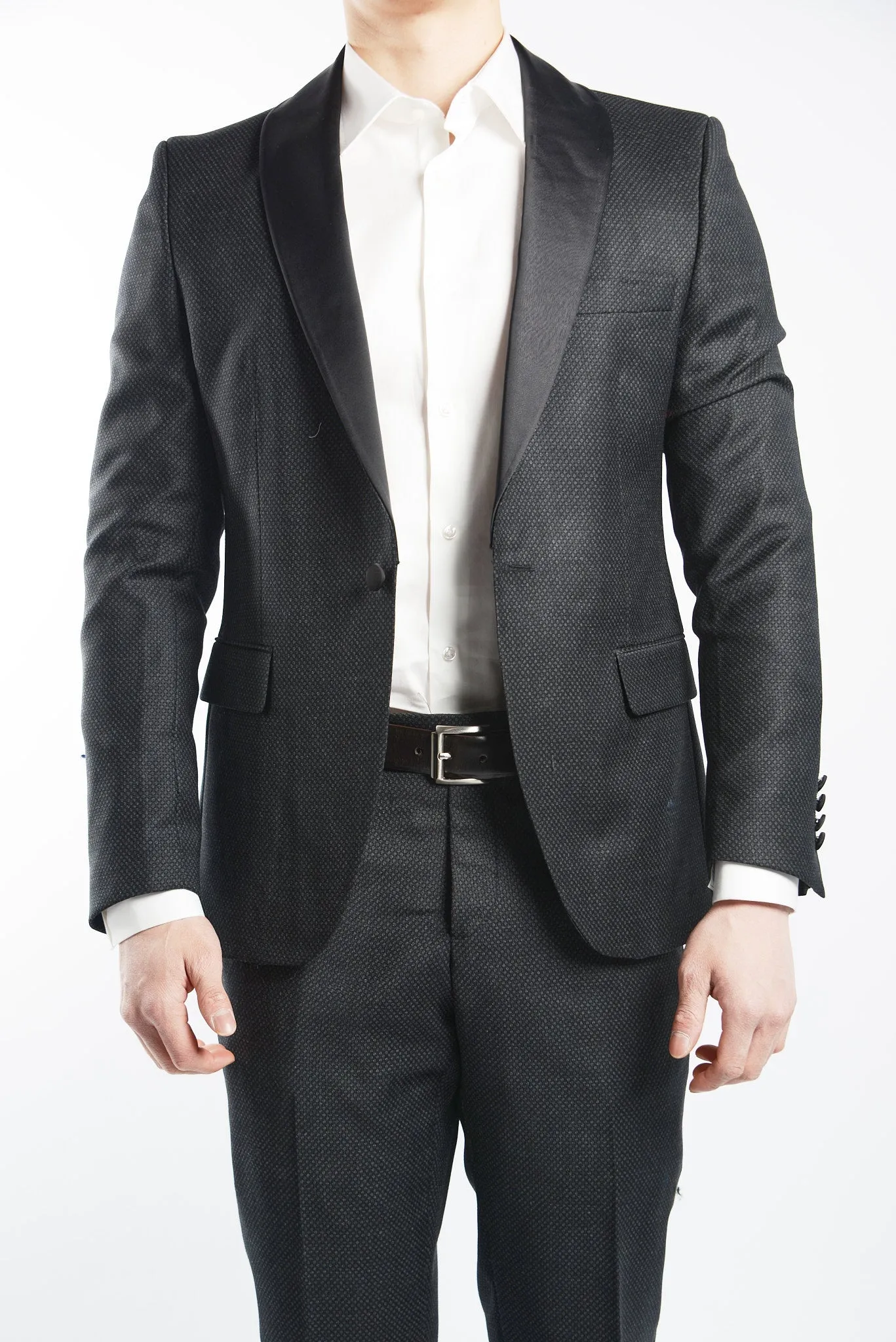 Euro Mini Grid Tuxedo Blazer