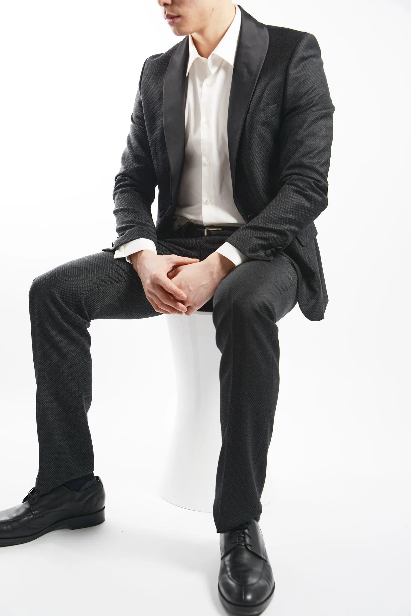 Euro Mini Grid Tuxedo Blazer