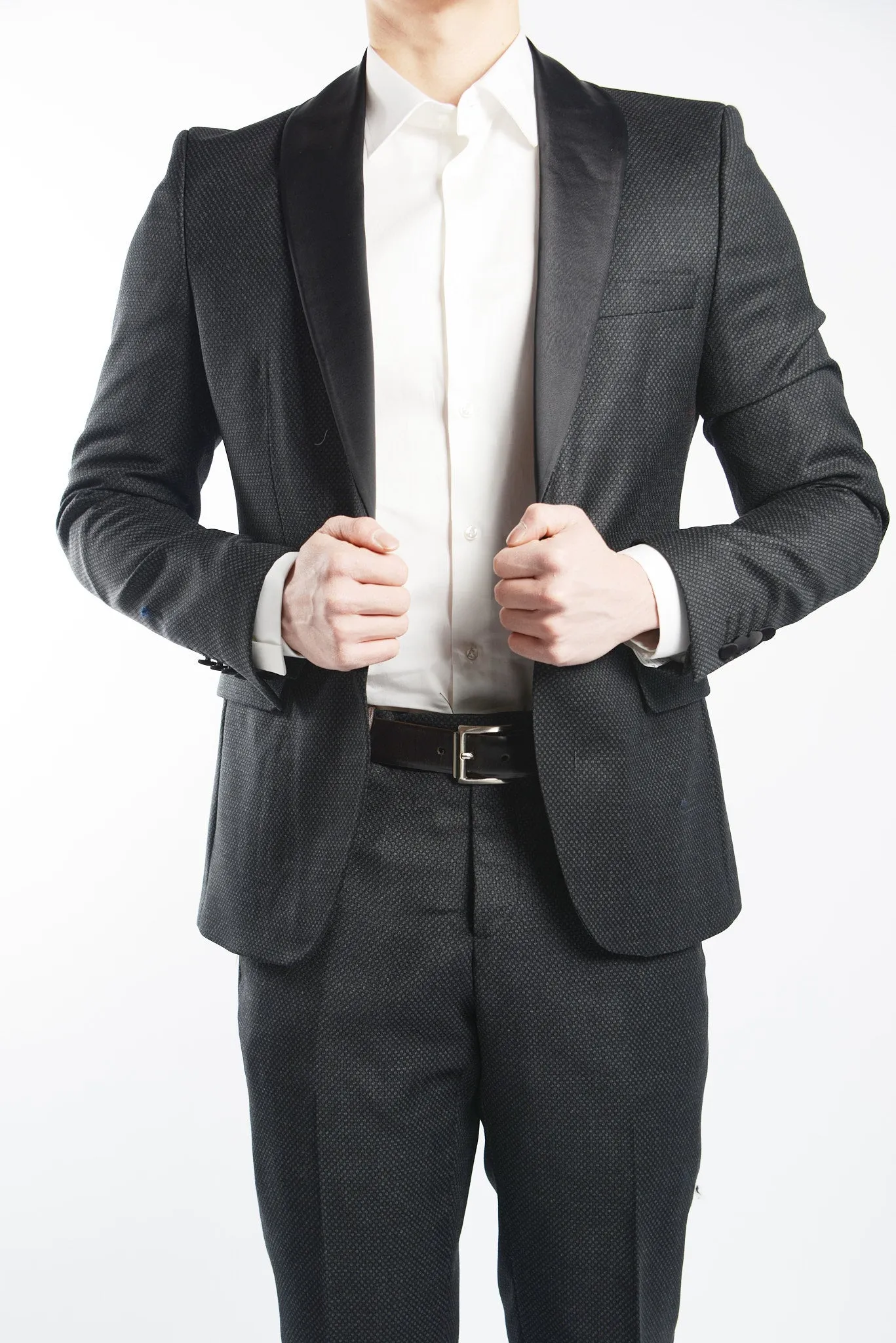 Euro Mini Grid Tuxedo Blazer