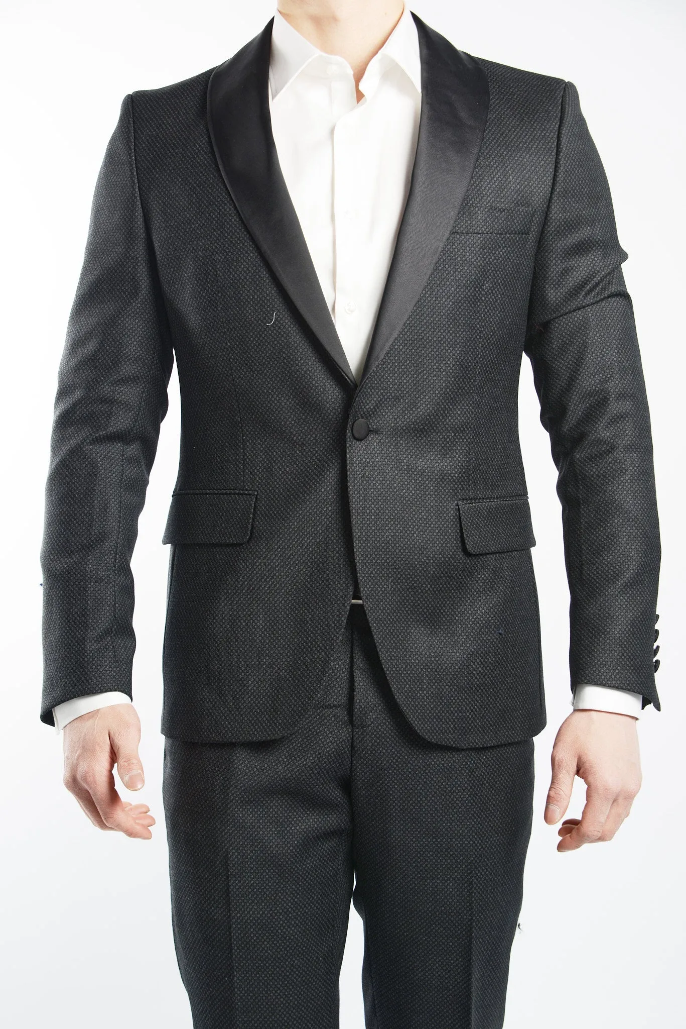 Euro Mini Grid Tuxedo Blazer