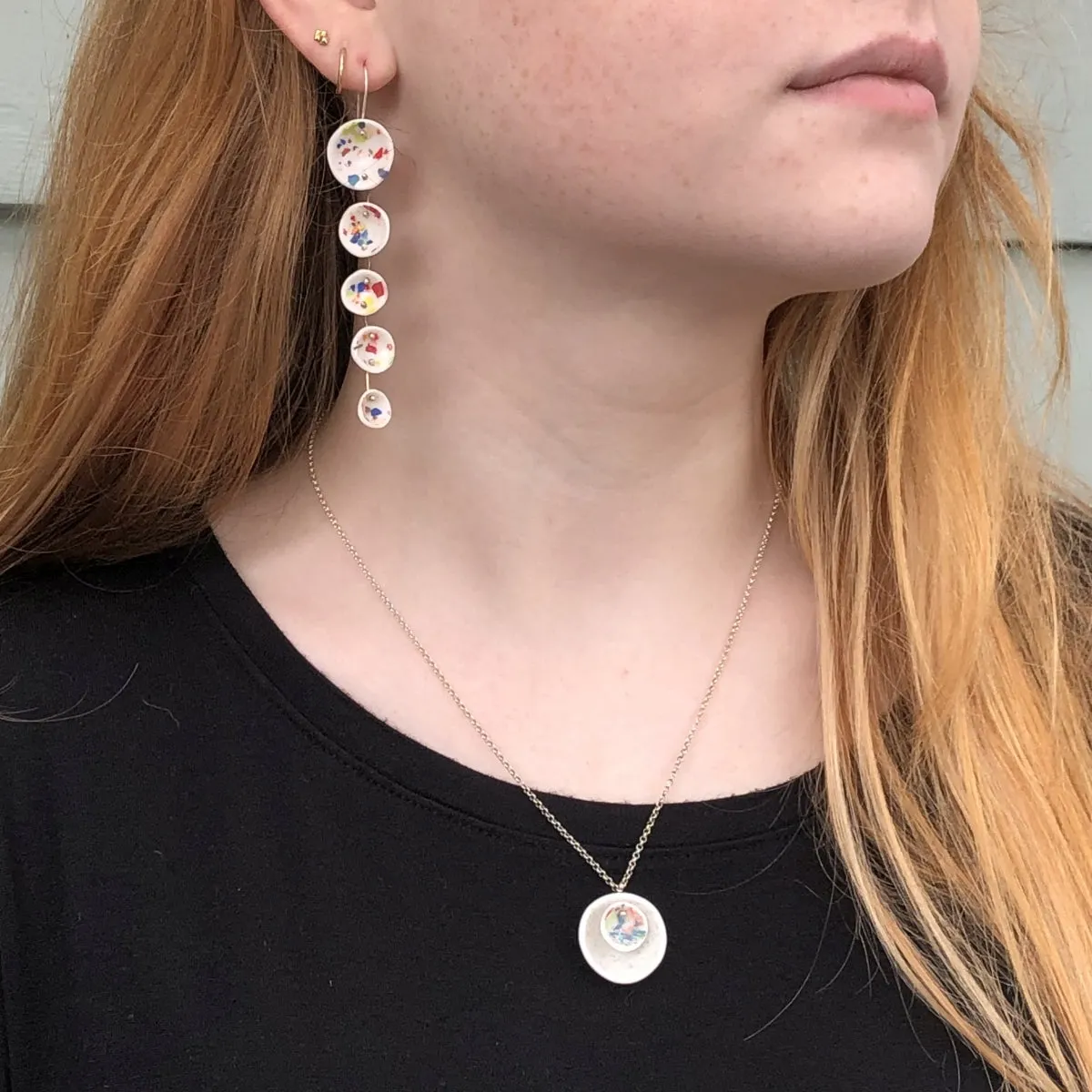 Five Pod Dangle Earrings with Sprinkled Accents