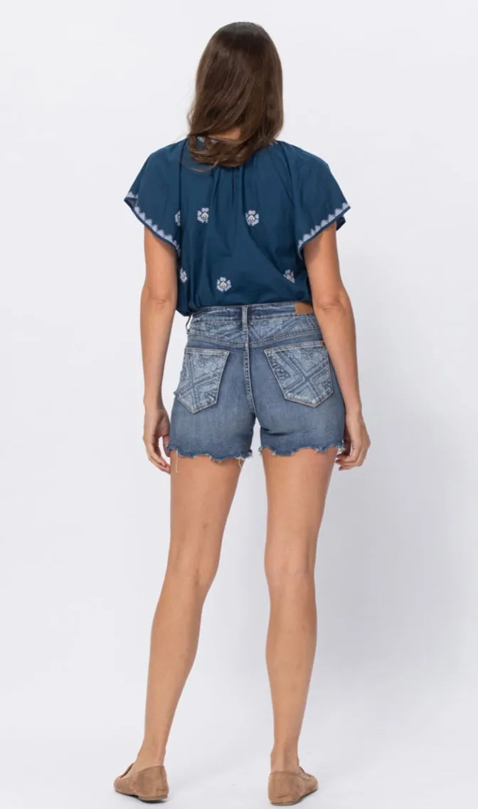 Floral paisley bandana shorts