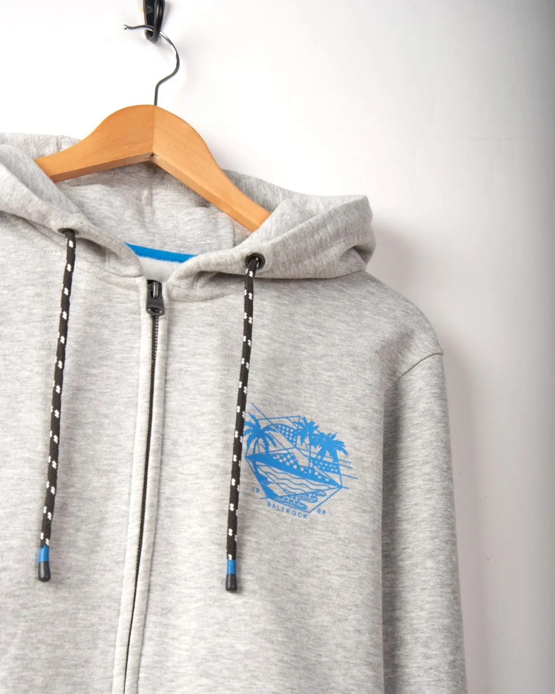 Geo Palms - Mens Recycled Zip Hoodie - Grey