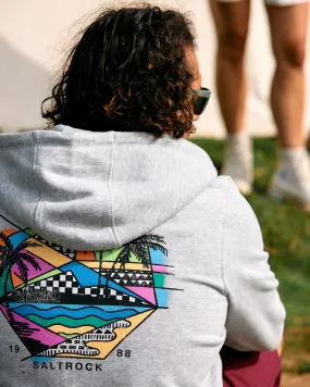 Geo Palms - Mens Recycled Zip Hoodie - Grey