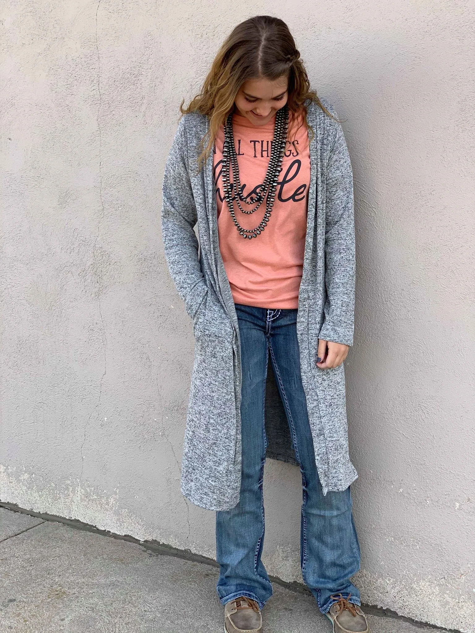 Gray Long Cardigan Carefree Threads