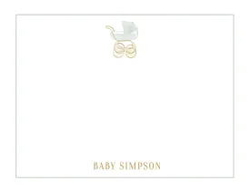 Green Baby Carriage Stationery Set
