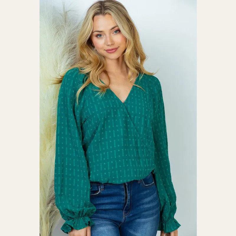 Green Long Sleeve Solid Knit Bodysuit