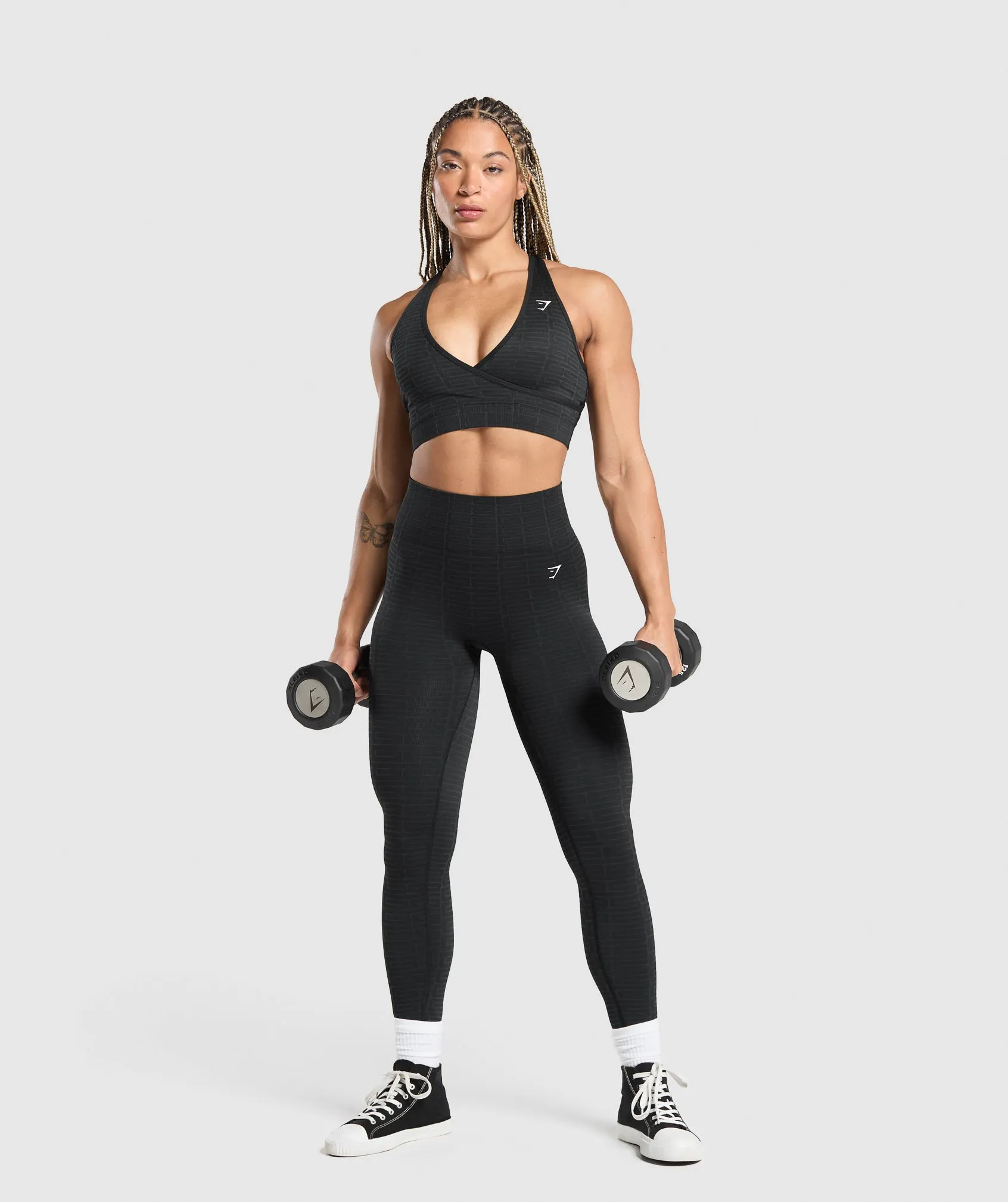 Gymshark Adapt Monogram Seamless Leggings - Black/Pitch Grey