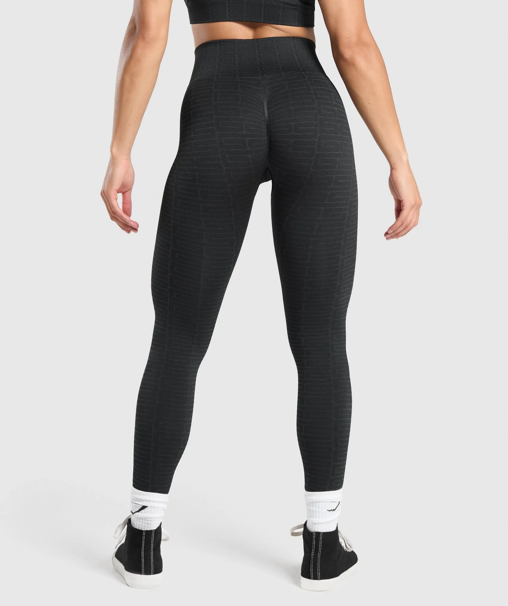 Gymshark Adapt Monogram Seamless Leggings - Black/Pitch Grey
