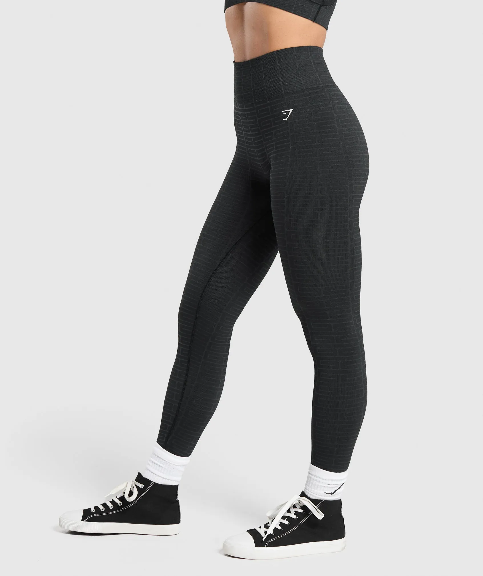 Gymshark Adapt Monogram Seamless Leggings - Black/Pitch Grey