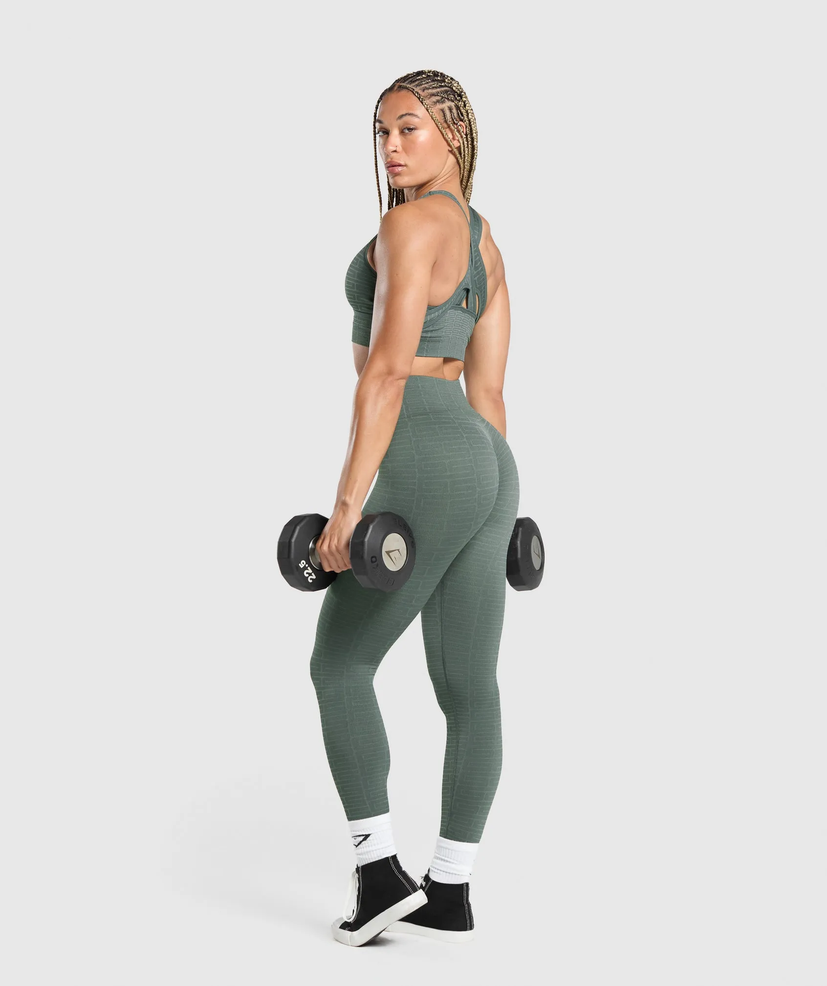 Slate Teal/Cargo Teal Gymshark Adapt Monogram Seamless Leggings - Stylish and Comfortable Womens Athletic Wear
