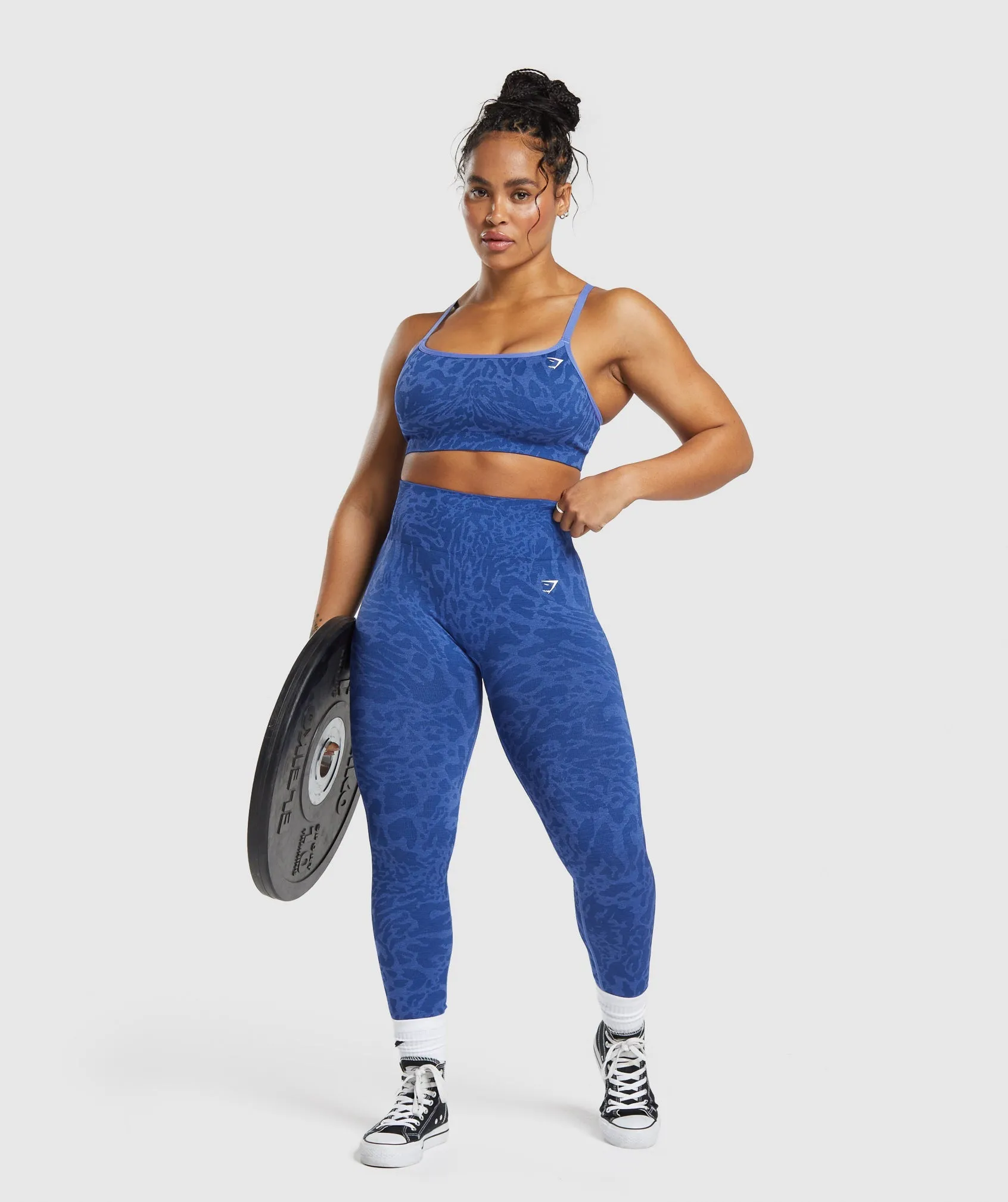 Optimized Wave Blue/Iris Blue Gymshark Adapt Safari Seamless Leggings for Workout