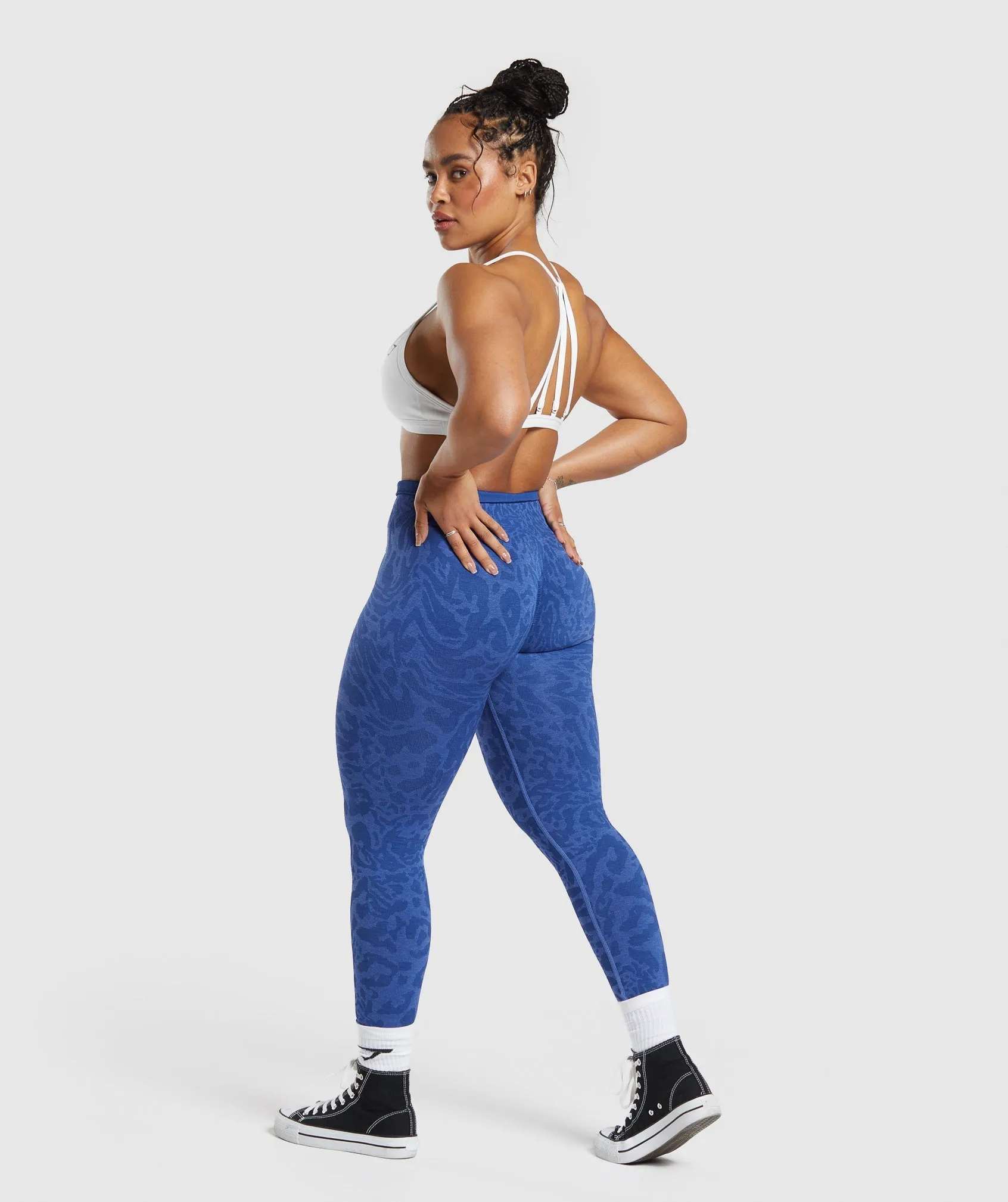 Optimized Wave Blue/Iris Blue Gymshark Adapt Safari Seamless Leggings for Workout
