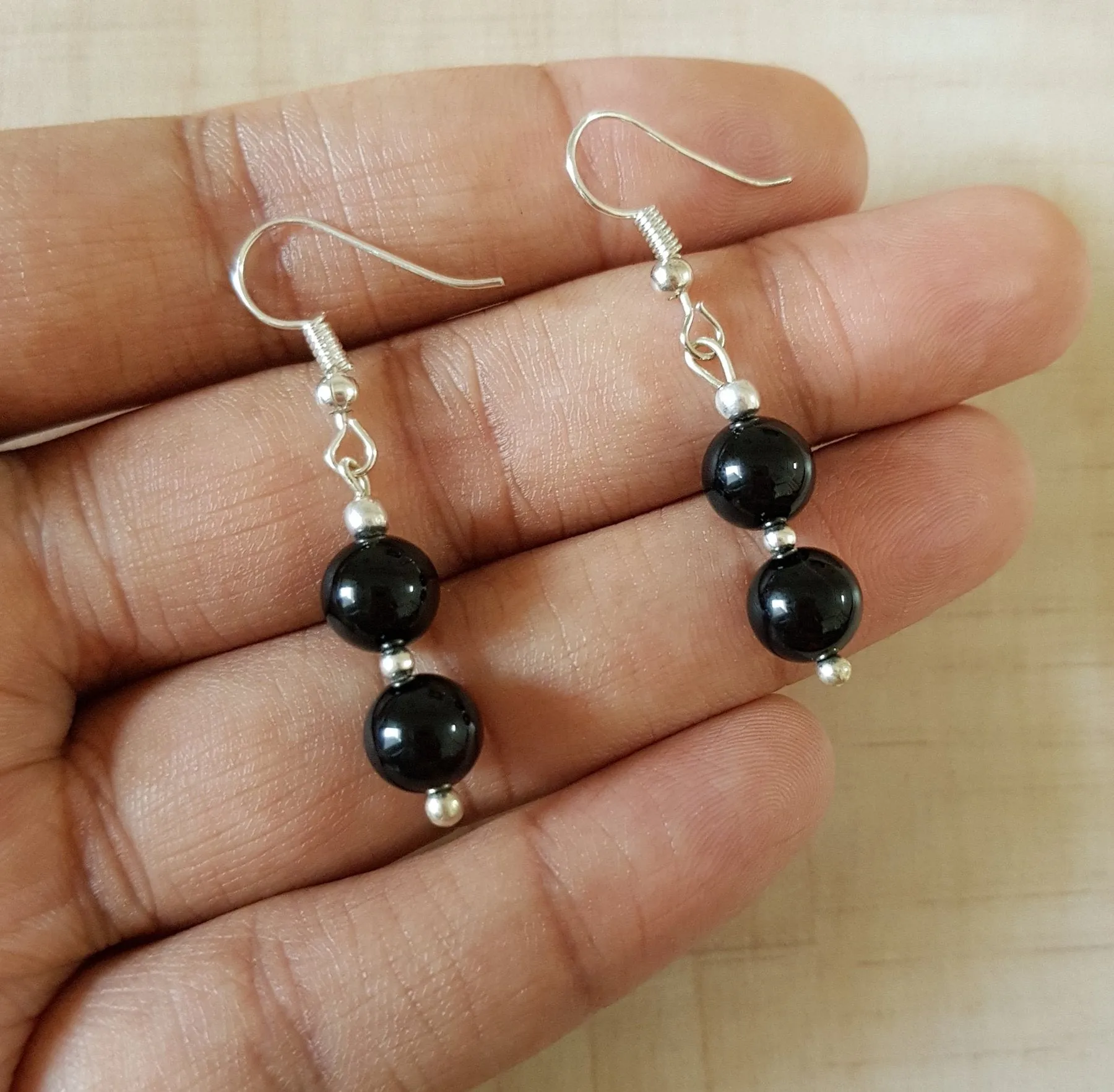 Imeora Tripple Line 10mm Agate Necklace With 8mm Earrings
