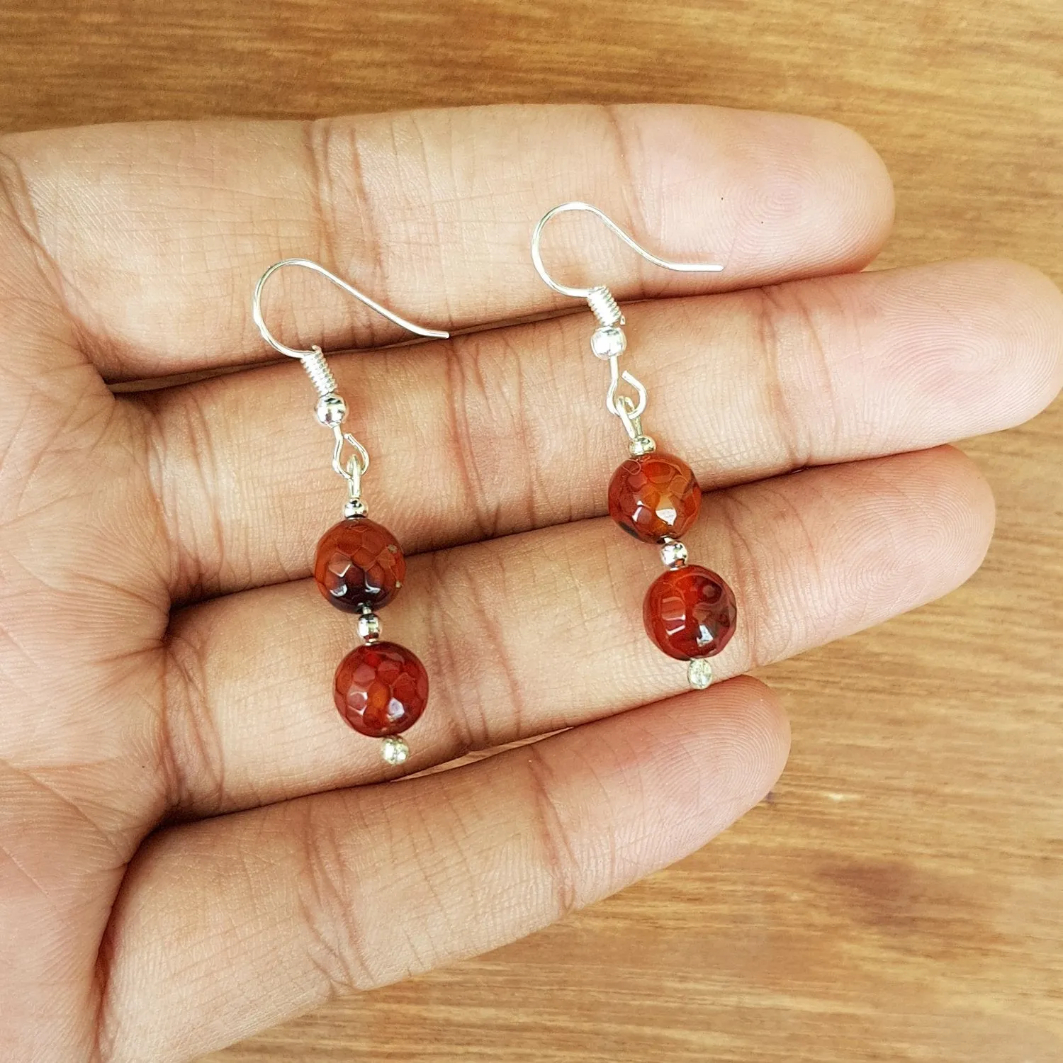 Imeora Tripple Line 10mm Agate Necklace With 8mm Earrings