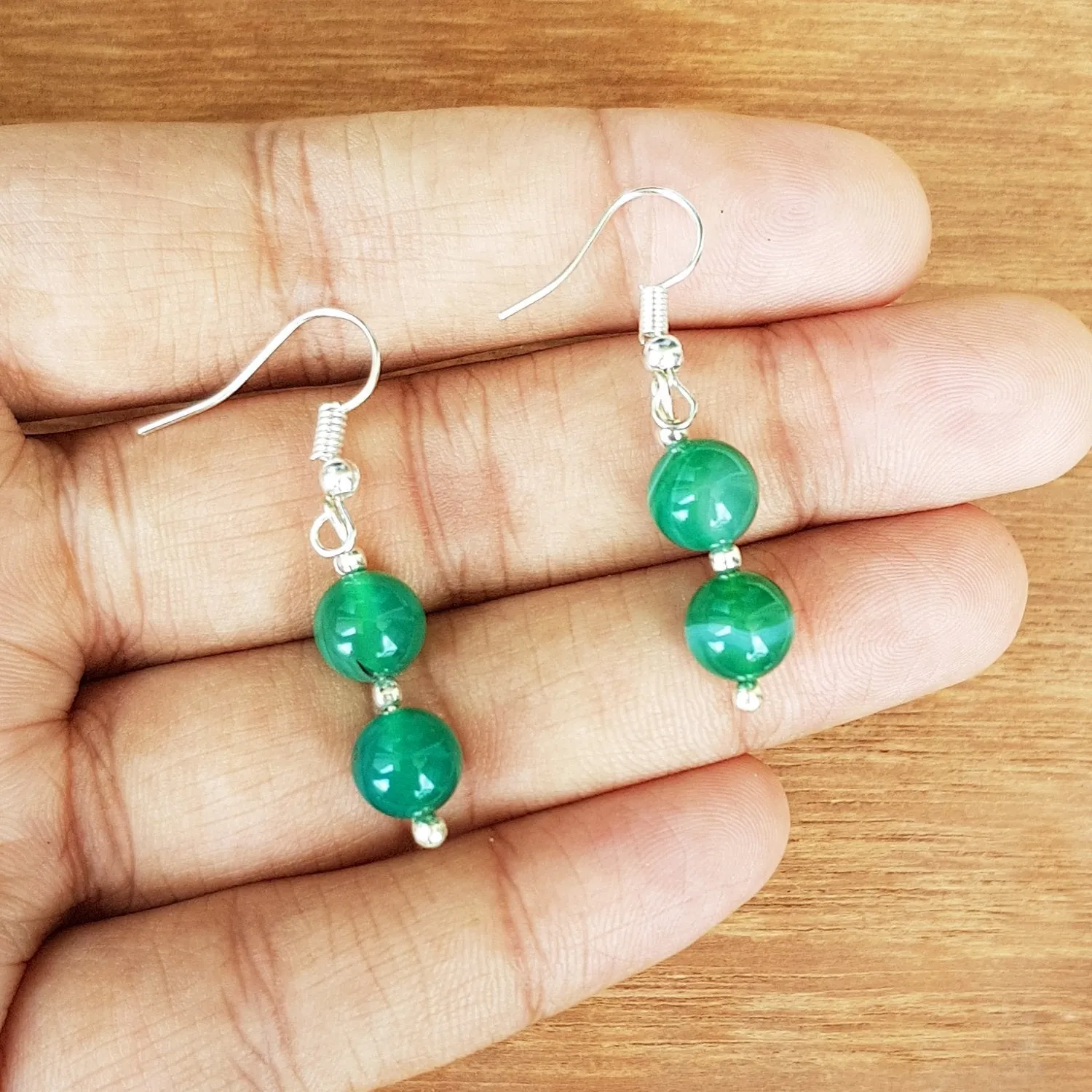 Imeora Tripple Line 10mm Agate Necklace With 8mm Earrings
