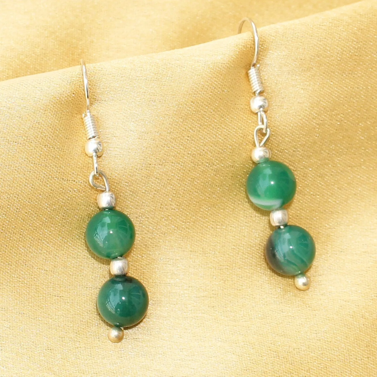 Imeora Tripple Line 10mm Agate Necklace With 8mm Earrings