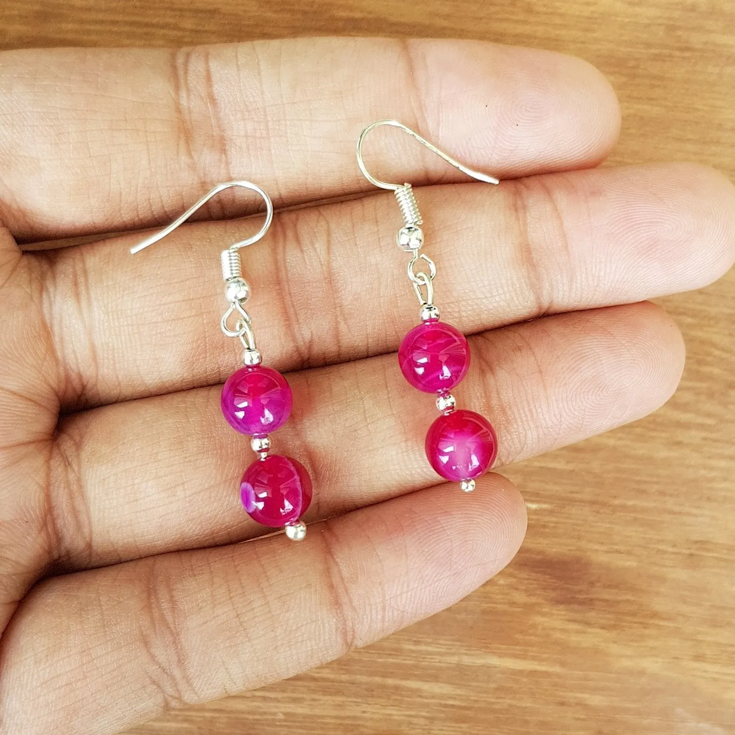 Imeora Tripple Line 10mm Agate Necklace With 8mm Earrings