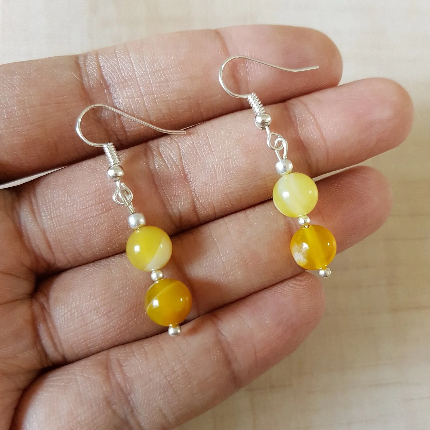 Imeora Tripple Line 10mm Agate Necklace With 8mm Earrings