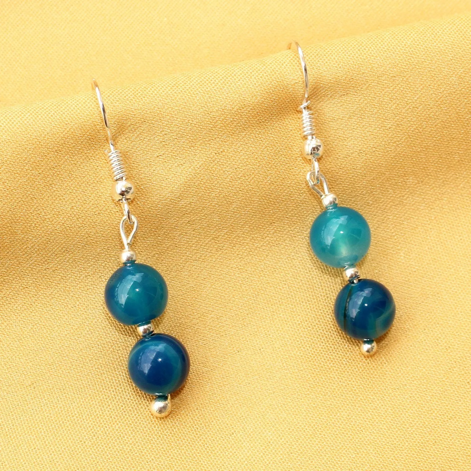 Imeora Tripple Line 10mm Agate Necklace With 8mm Earrings