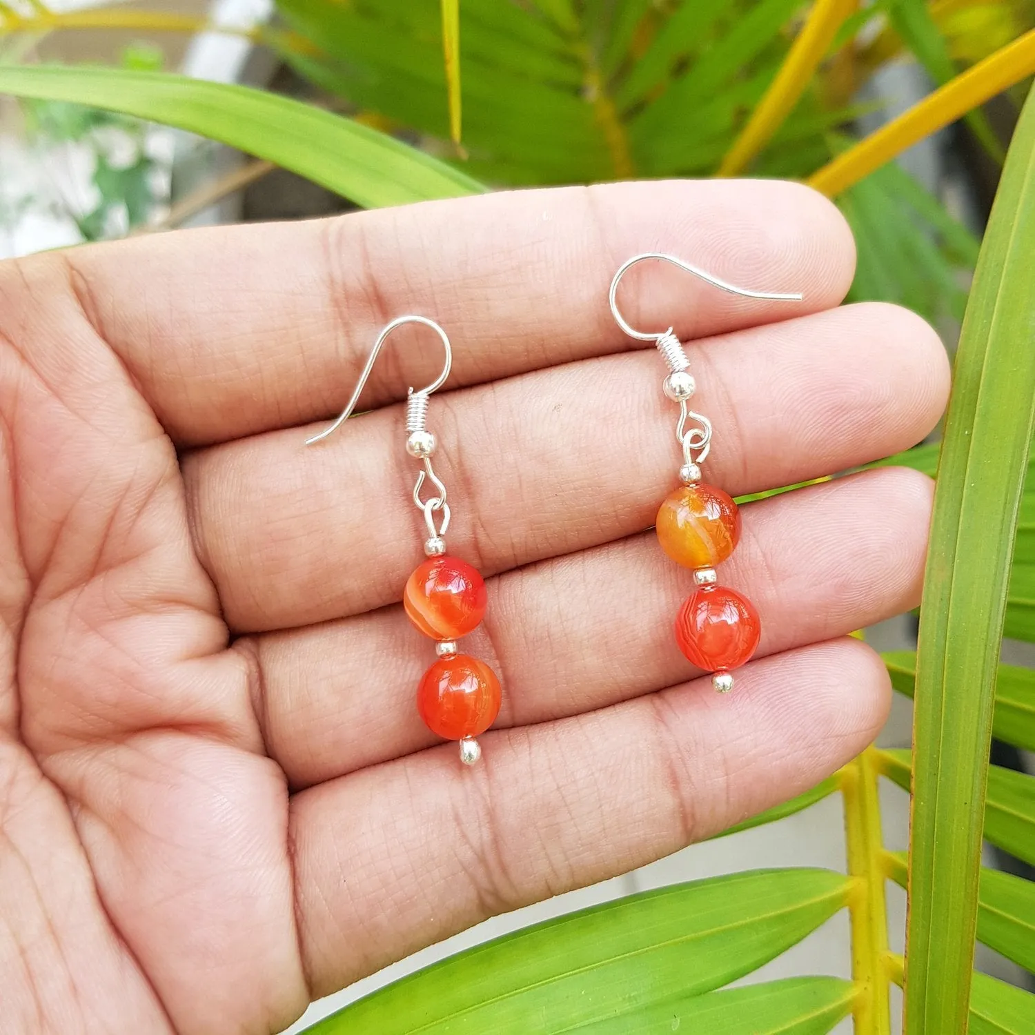 Imeora Tripple Line 10mm Agate Necklace With 8mm Earrings