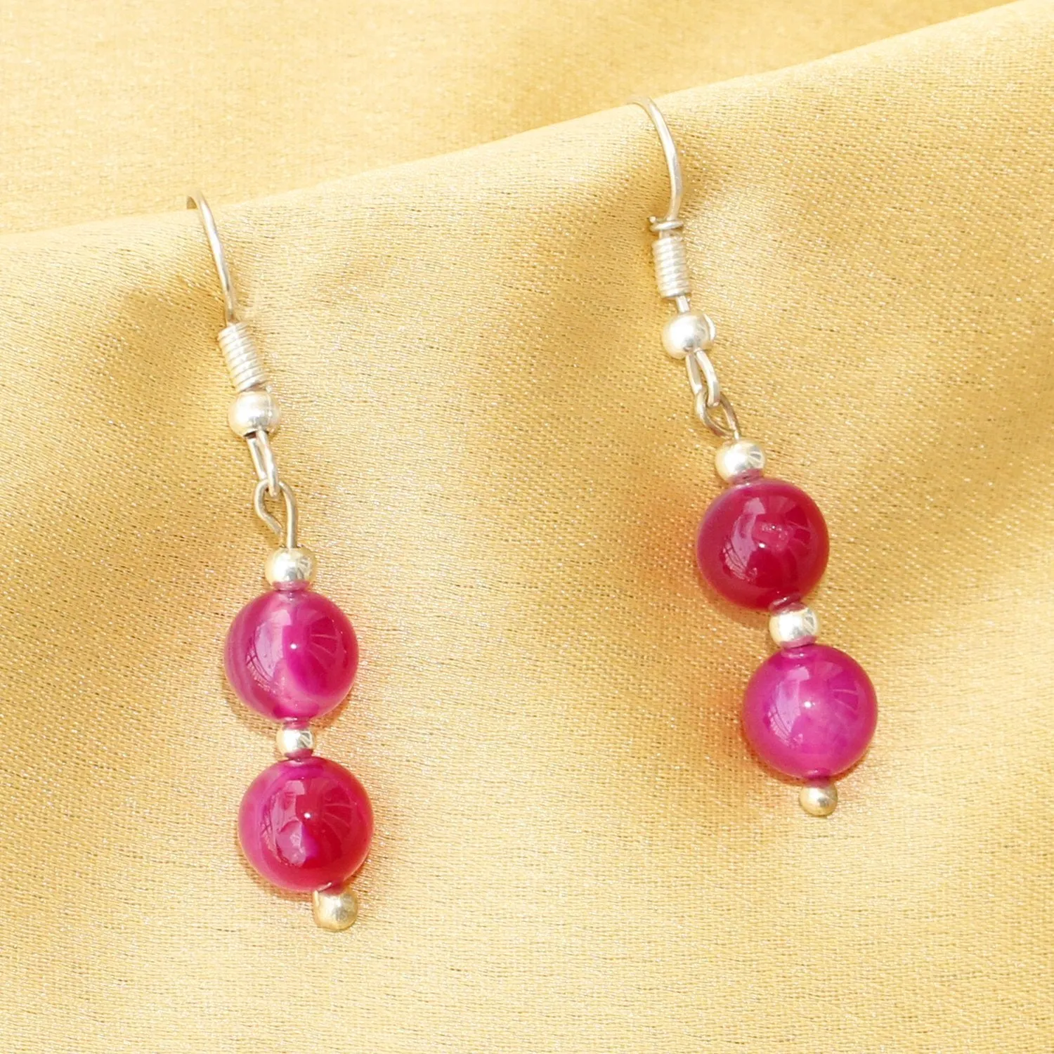Imeora Tripple Line 10mm Agate Necklace With 8mm Earrings
