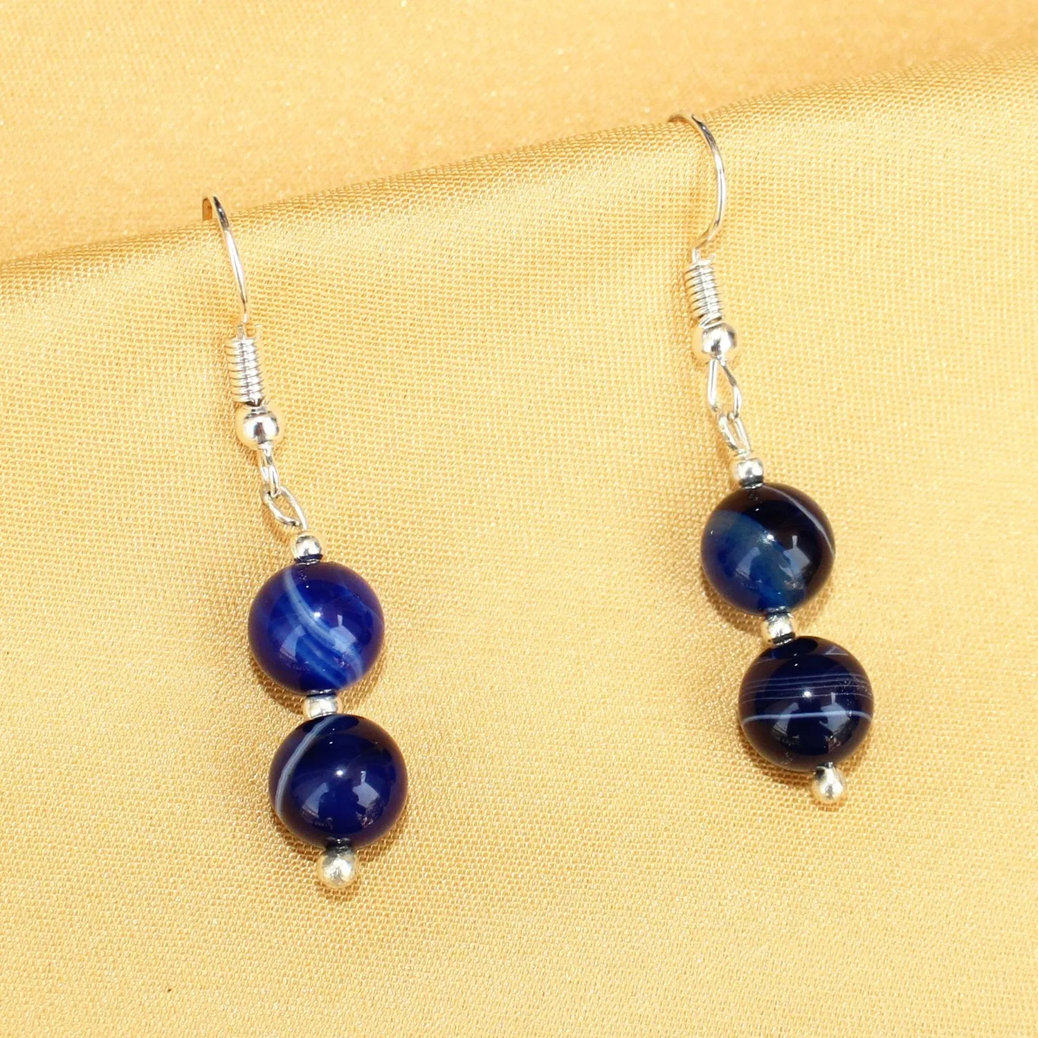 Imeora Tripple Line 10mm Agate Necklace With 8mm Earrings