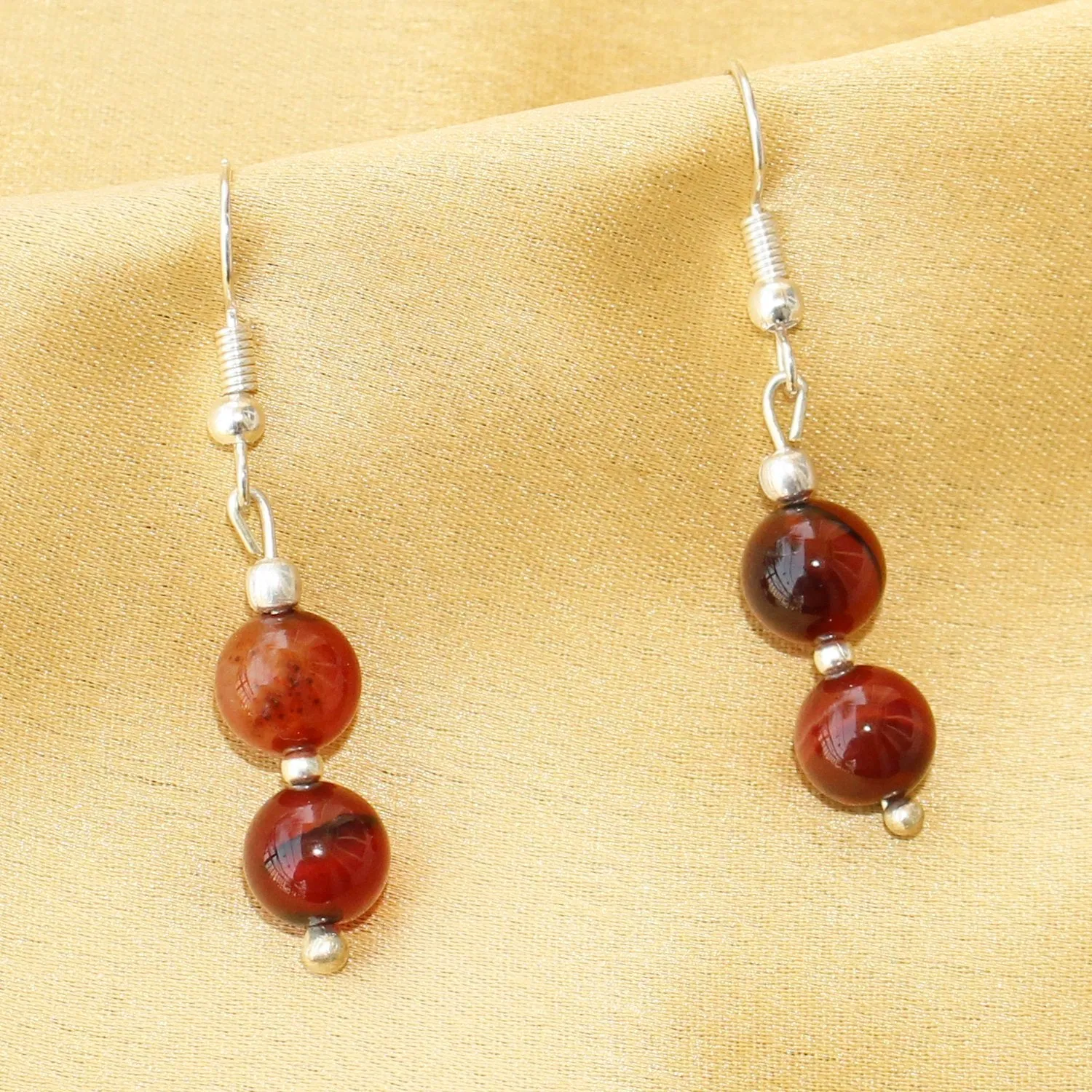 Imeora Tripple Line 10mm Agate Necklace With 8mm Earrings