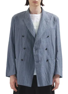 Imported Hybrid Linen Seersucker Double Breasted Soft Blazer