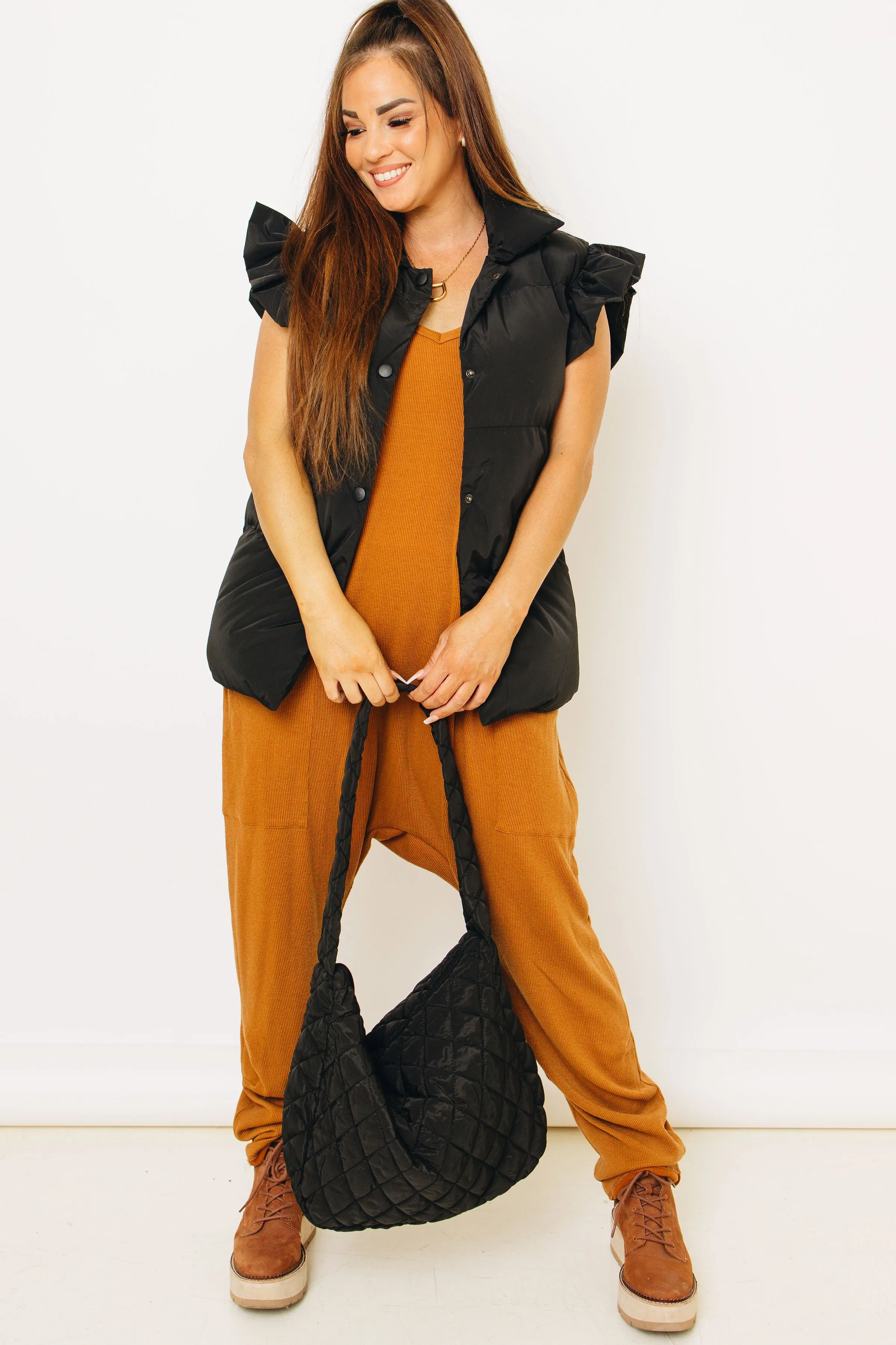 Ivy Exclusive - Ruffle Sleeve Vest In Black (S-3XL)