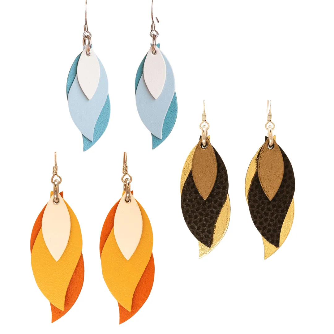 KI & Co - Leather Leaf Earrings Various
