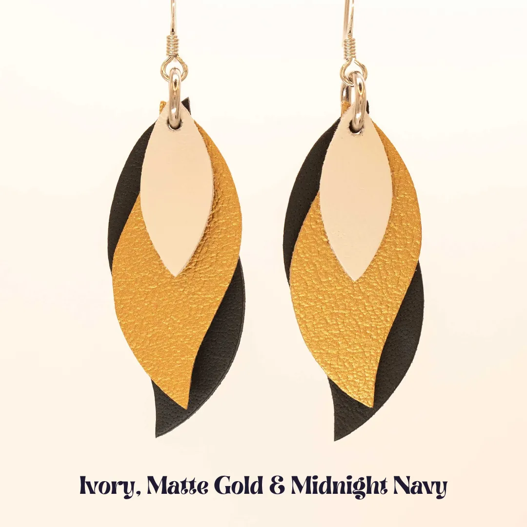 KI & Co - Leather Leaf Earrings Various