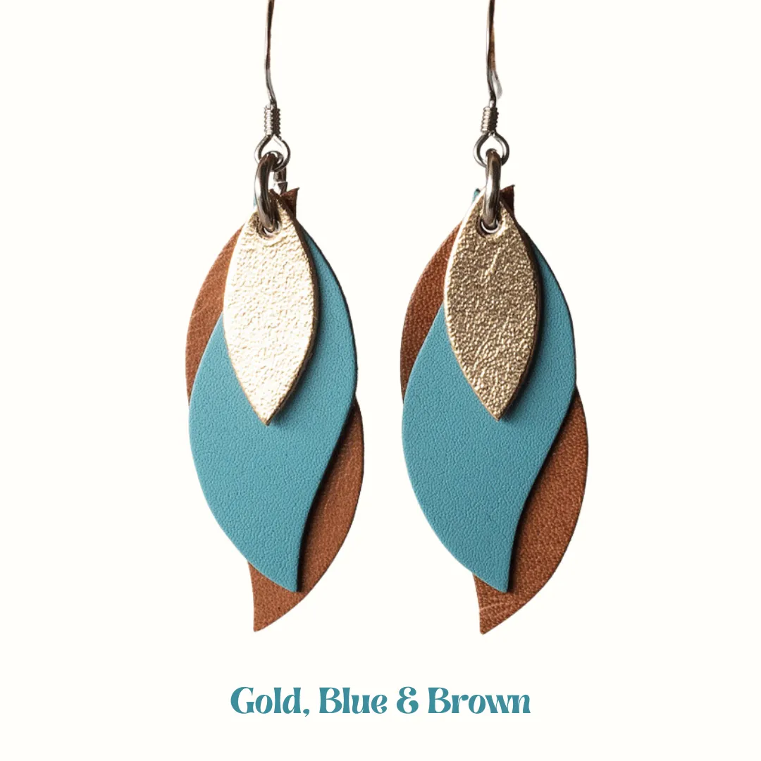 KI & Co - Leather Leaf Earrings Various