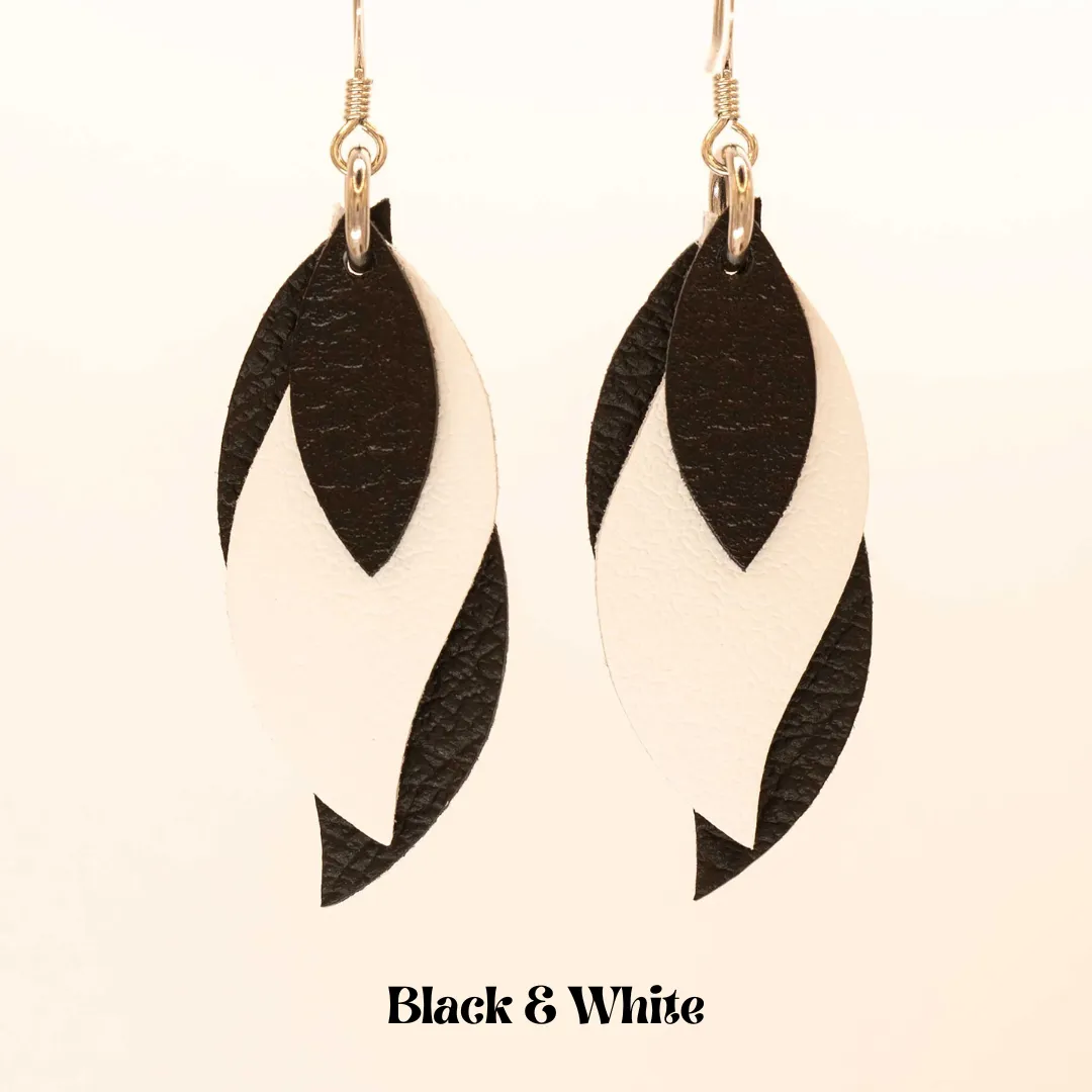 KI & Co - Leather Leaf Earrings Various