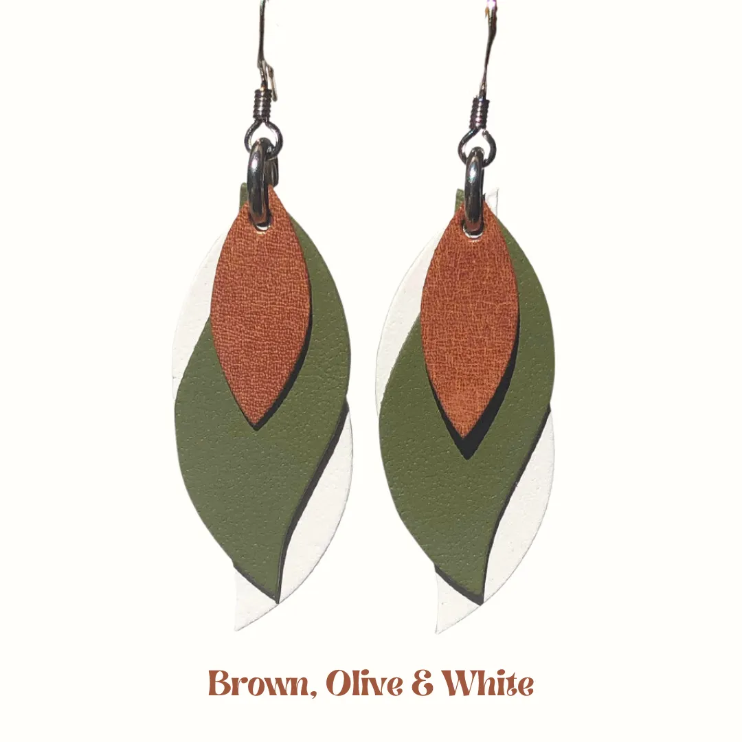 KI & Co - Leather Leaf Earrings Various