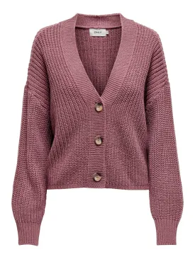 Knitted cardigan ONLY Carol, dark pink