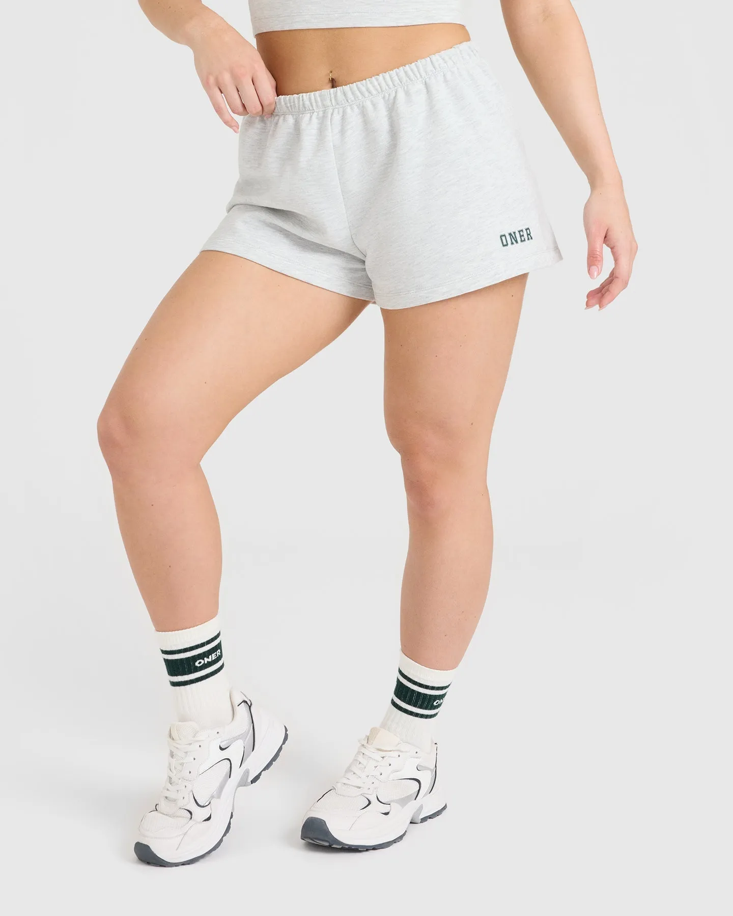 Lightweight Shorts with Printed Logo | Light Grey Marl