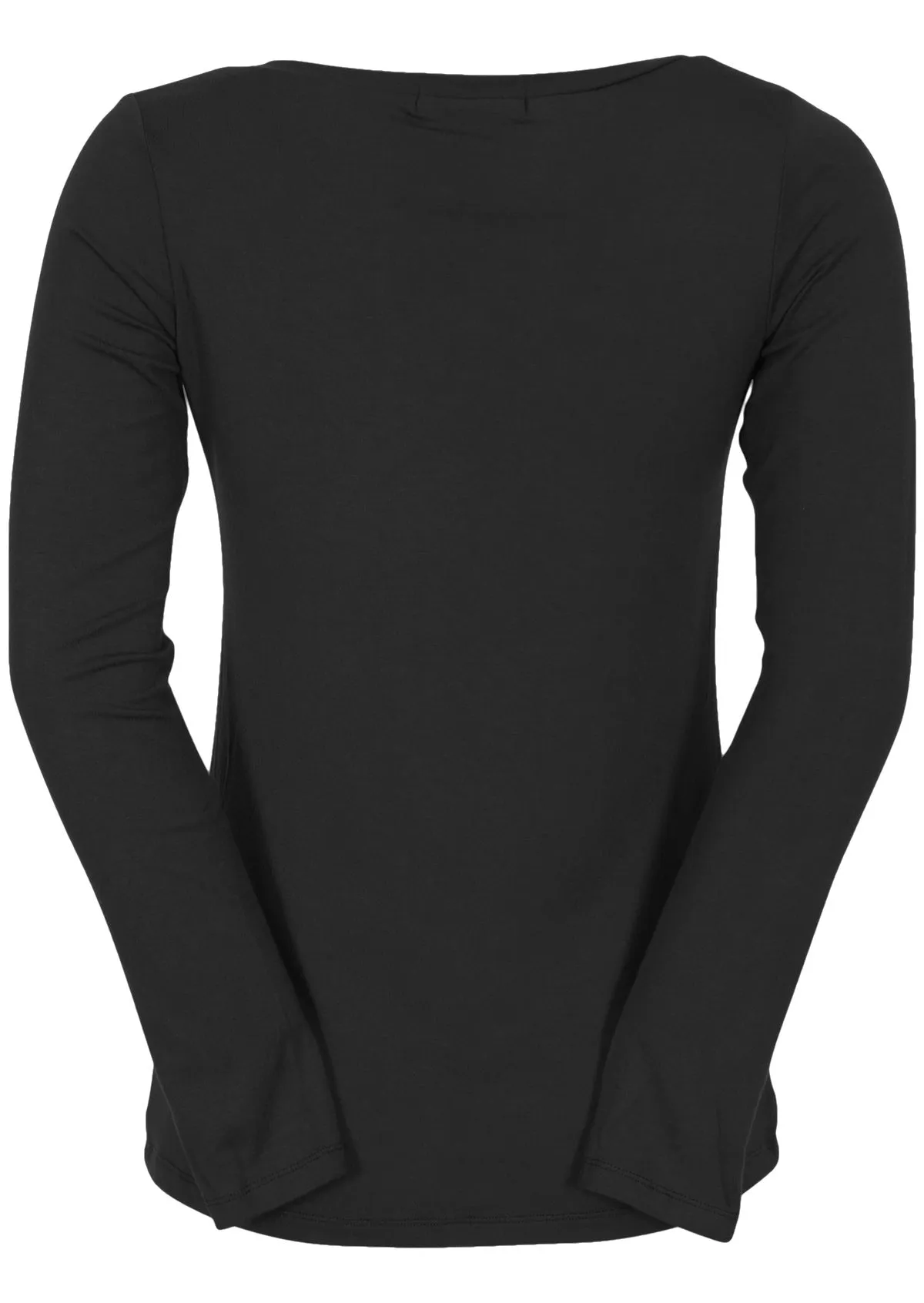 Long Sleeve Stretch V-neck Top Black