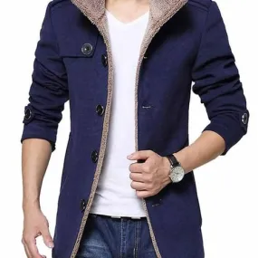 Navy Blue with Golden Cardigan In Fleece fabric
