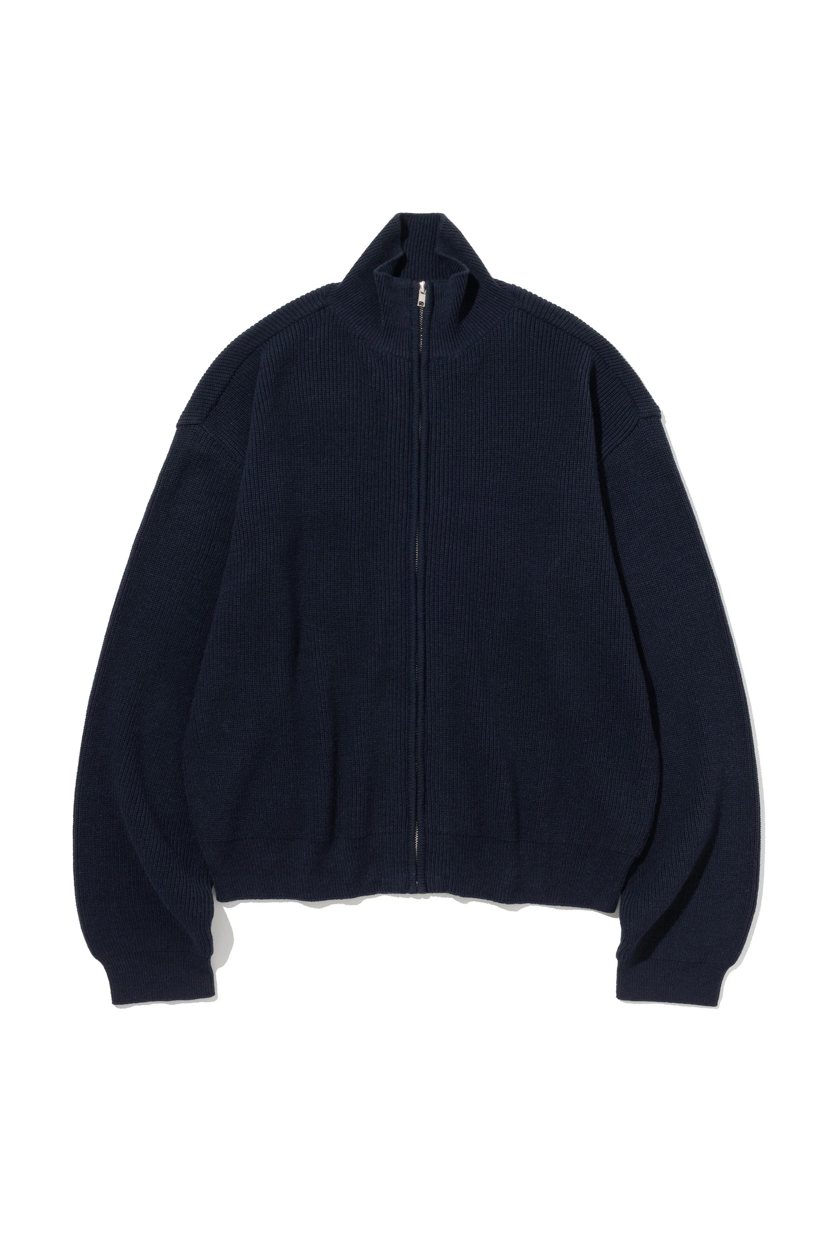 Navy Plain Knit Zip-up