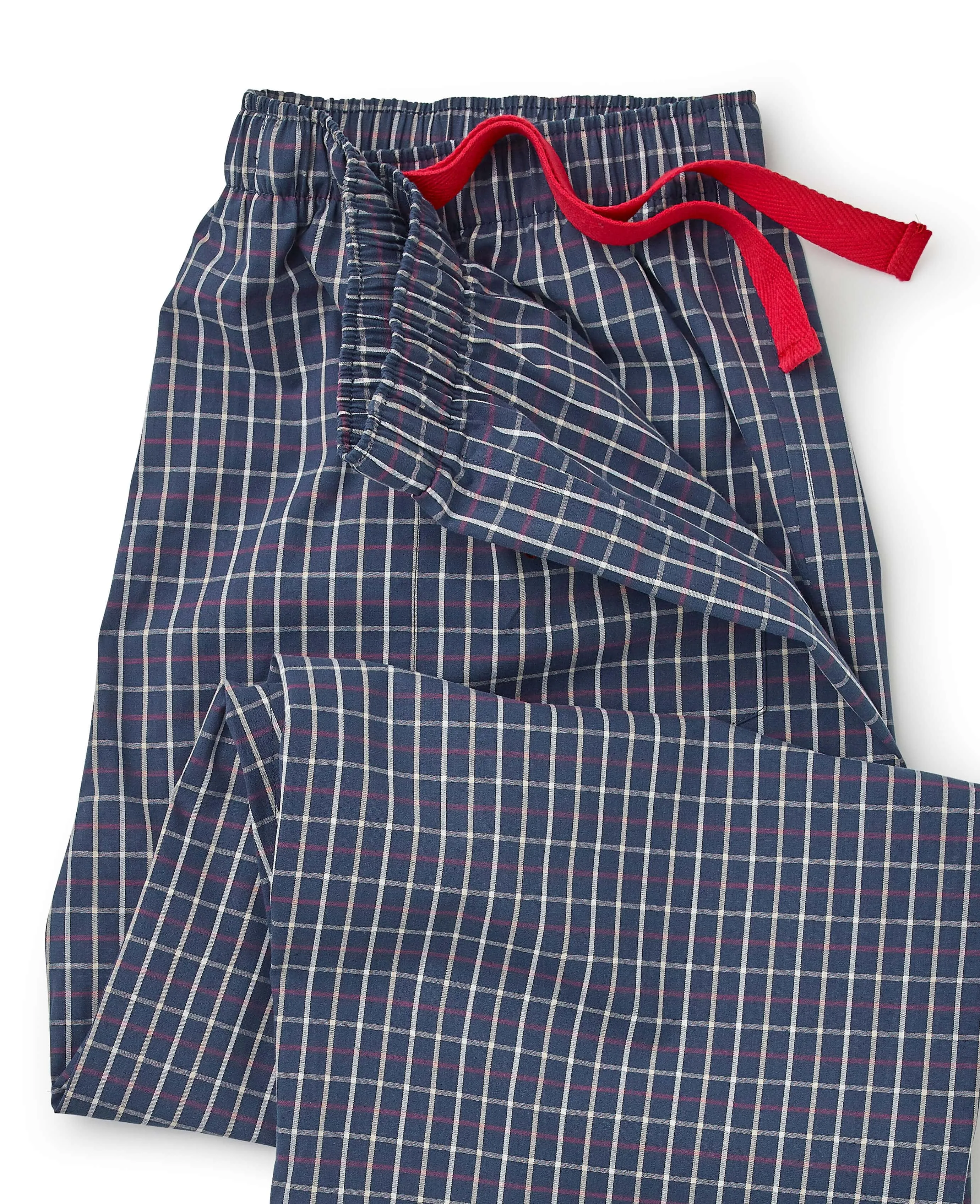 Navy Red White Check Cotton Lounge Pants