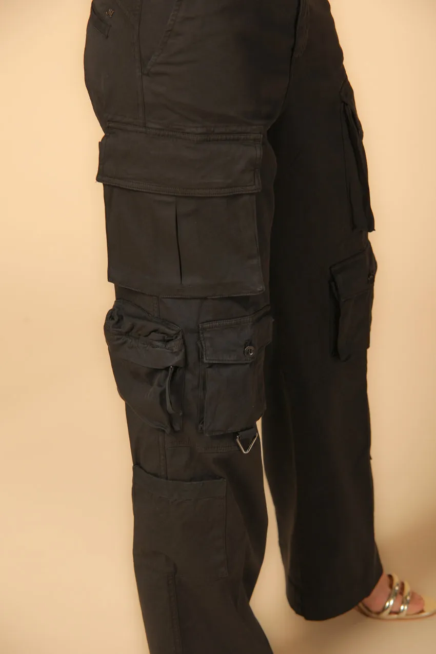 New Hunter pantalone cargo donna in gabardina relaxed