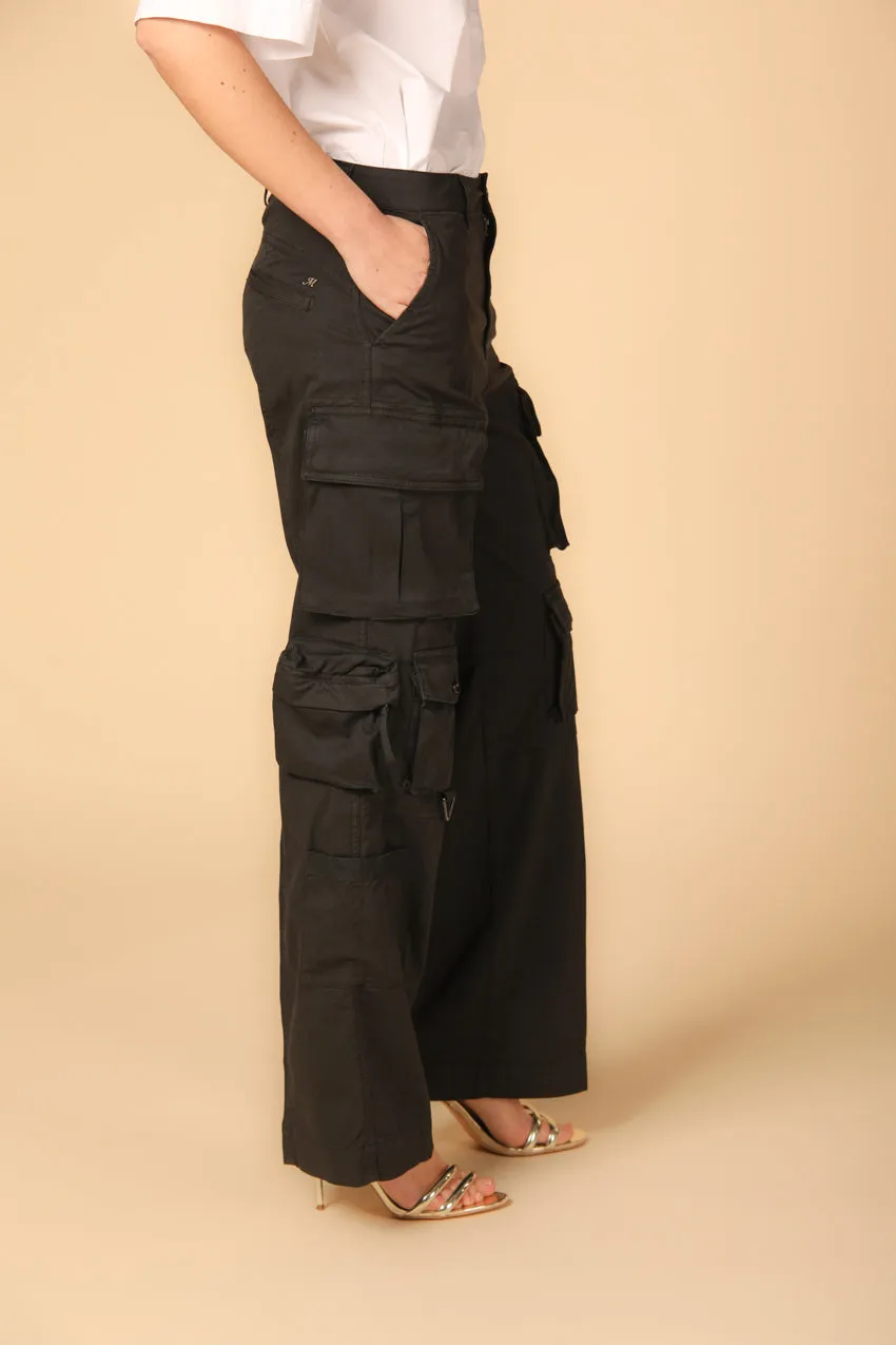 New Hunter pantalone cargo donna in gabardina relaxed